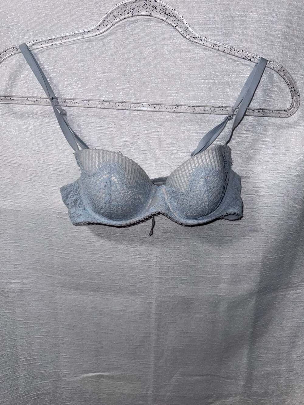Victoria's Secret Lightly Lined Demi Bra Blue Lace Size 34B